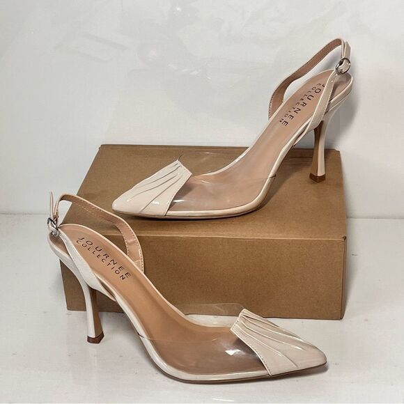Journee Collection Ivyann Vegan Leather and Lucite Stiletto Pumps - Picture 1 of 9